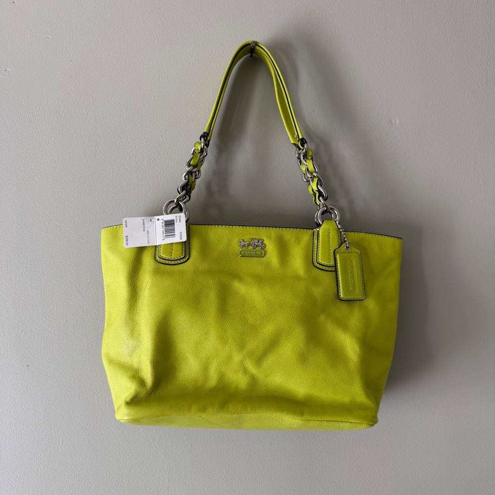 Vintage Coach Madison Leather Tote Bag Kiwi Green 20466 NWT